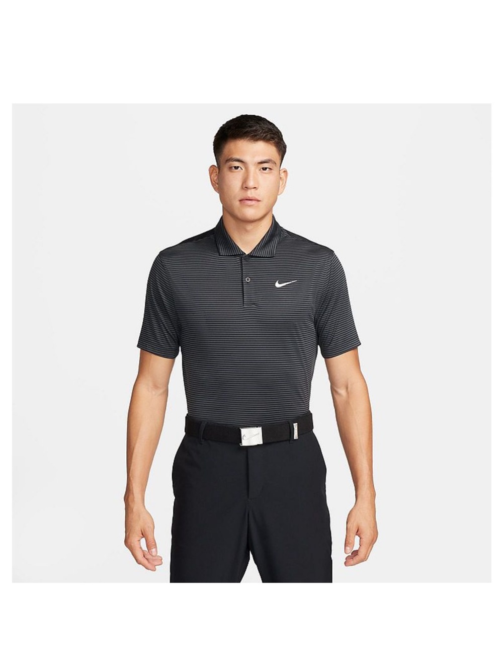 NWT Nike Black and Gray Striped Golf Polo Short (XL)